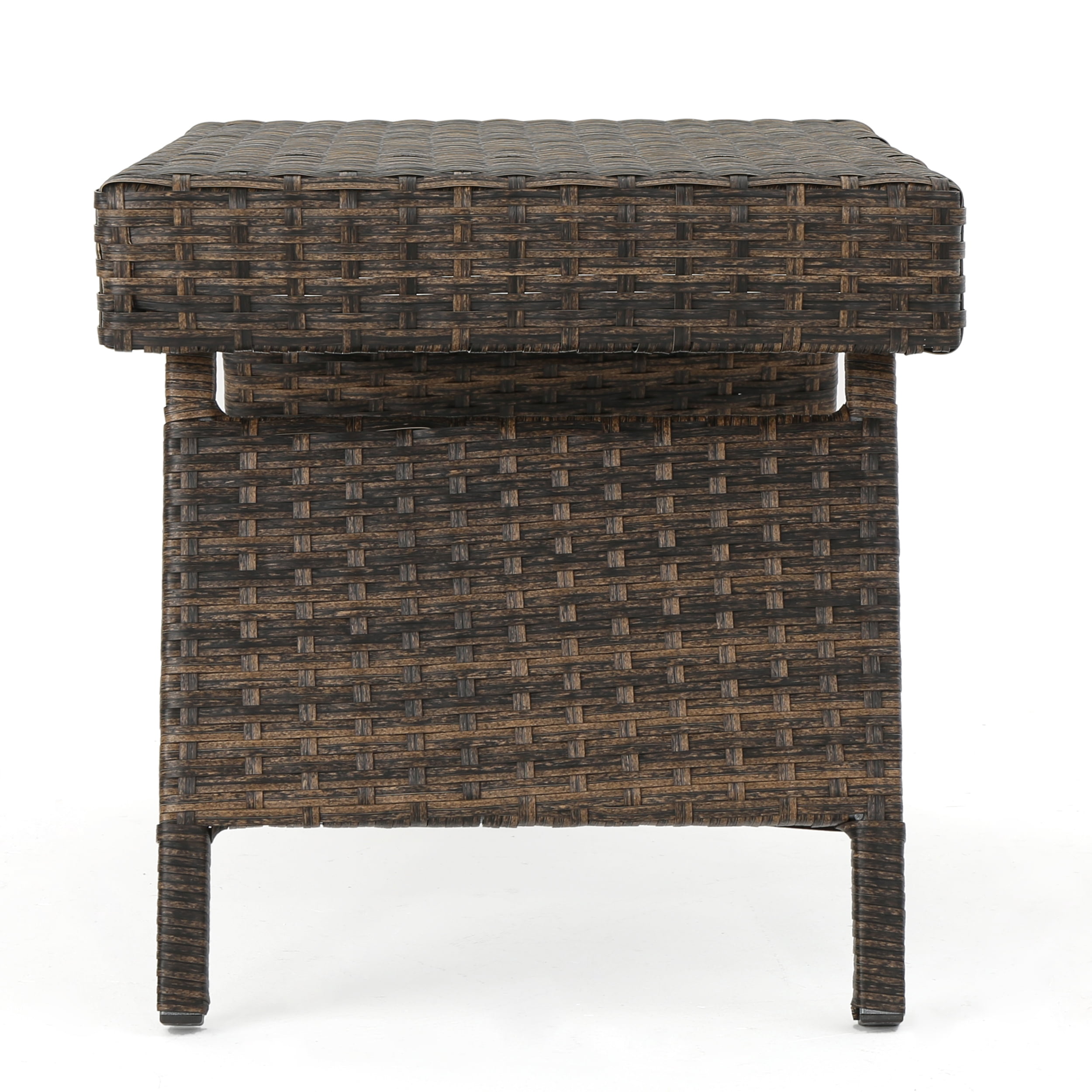 Outdoor Wicker End Table with Aluminum Frame, Mixed Mocha