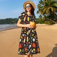 thumbnail image 4 of Disketp Seafood And Drinks para Vestido de Manga Corta para Mujeres, Vestidos de Verano para Mujeres, Casual y Holgado para la Playa, 4 of 6