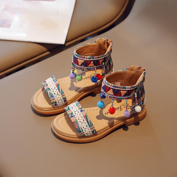 Ovbmpzd Toddler Sandals Girl Summer Huarache Open Toe Low Heels Sandals Beach Ankle Strap Water Pool Shoes for Little Big Kid