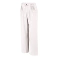 thumbnail image 3 of Women's Soft Cotton Line Straight Leg Pants, Elastic Waist Trousers with Button, Zipper Fly & Front Pleats, Casual Loose Fit Pants for Spring Summer Fall Daily Wear Beige L, 3 of 8