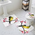 thumbnail image 2 of Bird Pink Peach Blossom Bathroom Rugs Set Watercolor Animal Branch Plant Non Slip Absorbent Soft Bath Mats 3 Piece Set with Bathroom Rug, U-Shaped Floor Mat, Toilet Seat Cover Large Size, 2 of 9