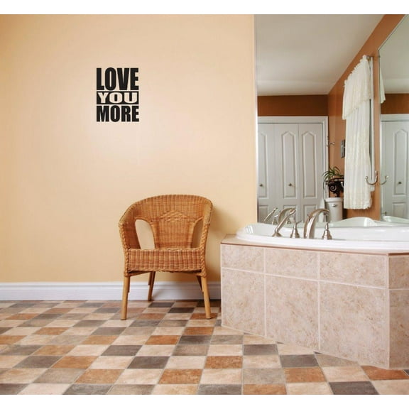 Decal - Peel & Stick Wall Sticker : Love You More Text Lettering Quote Bedroom Living Room Home Decor Picture Art Size :14 Inches x 28 Inches