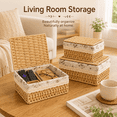 thumbnail image 5 of MEHOOM Decorative Storage Baskets, Natural Paper Rope Wicker Baskets with Lid & Liner, Baskets and Bins for Bedroom, Living Room, Kitchen, Table, Home Decor (3 Pack), 5 of 13