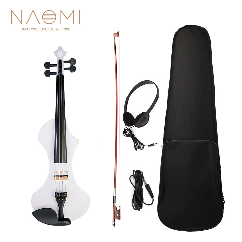 Color: White Violin Parts V1 Series 4/4 Full Size Electric Violin Hand-Carved Solid Wood Violin Body 