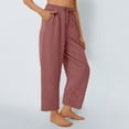 thumbnail image 7 of Aloohaidyvio Cropped Pants for Women Lightweight Wide Leg High Waisted Loose Casual Lounge Travel Work Pants, 7 of 7