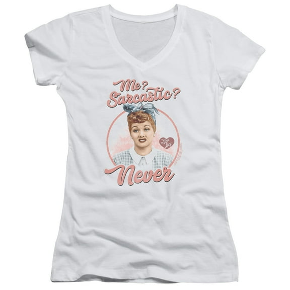 I Love Lucy Sarcastic Junior Women's T-Shirt V-Neck White