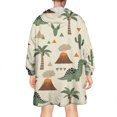 thumbnail image 2 of Wearable Oversized Blanket,Beige Dinosaurs Volcanoes Pattern Wearable Blanket Hoodie for Adults,Cozy Hooded Blankets with Super Pockets,Super Warm Fuzzy Pullover for Women & Men, 2 of 6