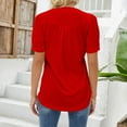 thumbnail image 4 of T Shirts For Women Womens Tops V Neck Tops Puff Short Sleeve T Shirt Pleated Floral Printed Tunic Blouse Shirts, 4 of 7