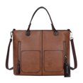 thumbnail image 2 of Mujeres Vintage Invierno Cremallera Bolsillo con remaches Bolsos de hombro individuales (Marrón claro)-164048.01 Likrtyny Para estrenar, 2 of 7