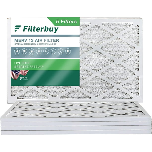 Filterbuy 20x30x1 MERV 13 Pleated HVAC AC Furnace Air Filters (5Pack