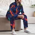 thumbnail image 7 of Naloa Neon City Map Men’s Pajamas Set - Long Sleeve Button Down Sleep Shirt and Pajama Bottoms Sleepwear Set-Large, 7 of 7