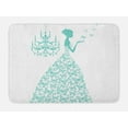 thumbnail image 1 of Love Bath Mat, Monochromatic Design Butterflies Cartoon Silhouette Style Romantic Woman Gown, Plush Bathroom Decor Mat with Non Slip Backing, 29.5" X 17.5", Seafoam and White, by Ambesonne, 1 of 2