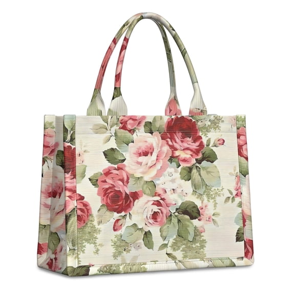 Large Capacity Tote Bag,Pioneer Flower Floral Print Pattern Handbag Fashion Luxury Tote Bag,15.7"x13"x 5.1" Inches,Laptop Compatible
