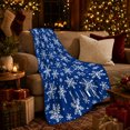 thumbnail image 3 of White Snowflake Pattern on Royal Blue Sofa, Clean Graphic Winter Art for Holiday Lovers, Snowfall Star Motif and Christmas Gift, Cozy Flannel Blanket for Bedroom and Living Room, Home Decor, 3 of 9