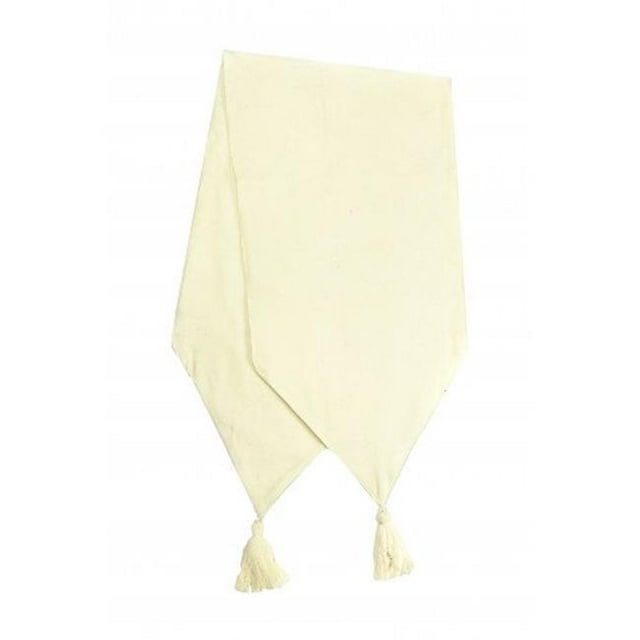 Mr. MJs Trading AG-11306-13x54 13 x 54 in. Ribbed Table Runner with Tassels, Natural & Ecru