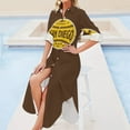 thumbnail image 4 of San Diego Retro Big League Baseball - Brown Long Sleeved Shirt Dress elegant and pretty women's dresses women clothes, 4 of 6