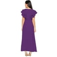 thumbnail image 3 of eloria Women's Ruffels Sleeve Party Wear Dress A-line Fit & Flare Long Dress Size: M | Color: Violet, 3 of 5