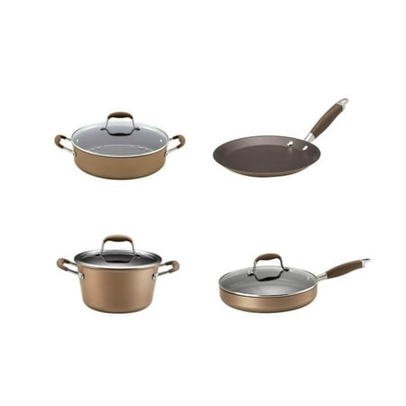 4 Piece Nonstick Cookware Set with Braiser, Grill Pan, Crepe Pan and Stock Pot in (Best Pots And Pans In The World)