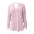 thumbnail image 6 of HLKJKLS Winter Clothing For Women Contrast Collar Long Sleeve Ribbed Lightweight Sweater Casual Fall Slimming Top Pink S-Xxl, 6 of 8