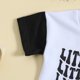 thumbnail image 4 of Gibobby Conjunto de pants para niño Camiseta de manga corta con estampado de letras para niños pequeños, pantalones cortos, conjuntos para niños(Blanco, 6-12 Meses), 4 of 5