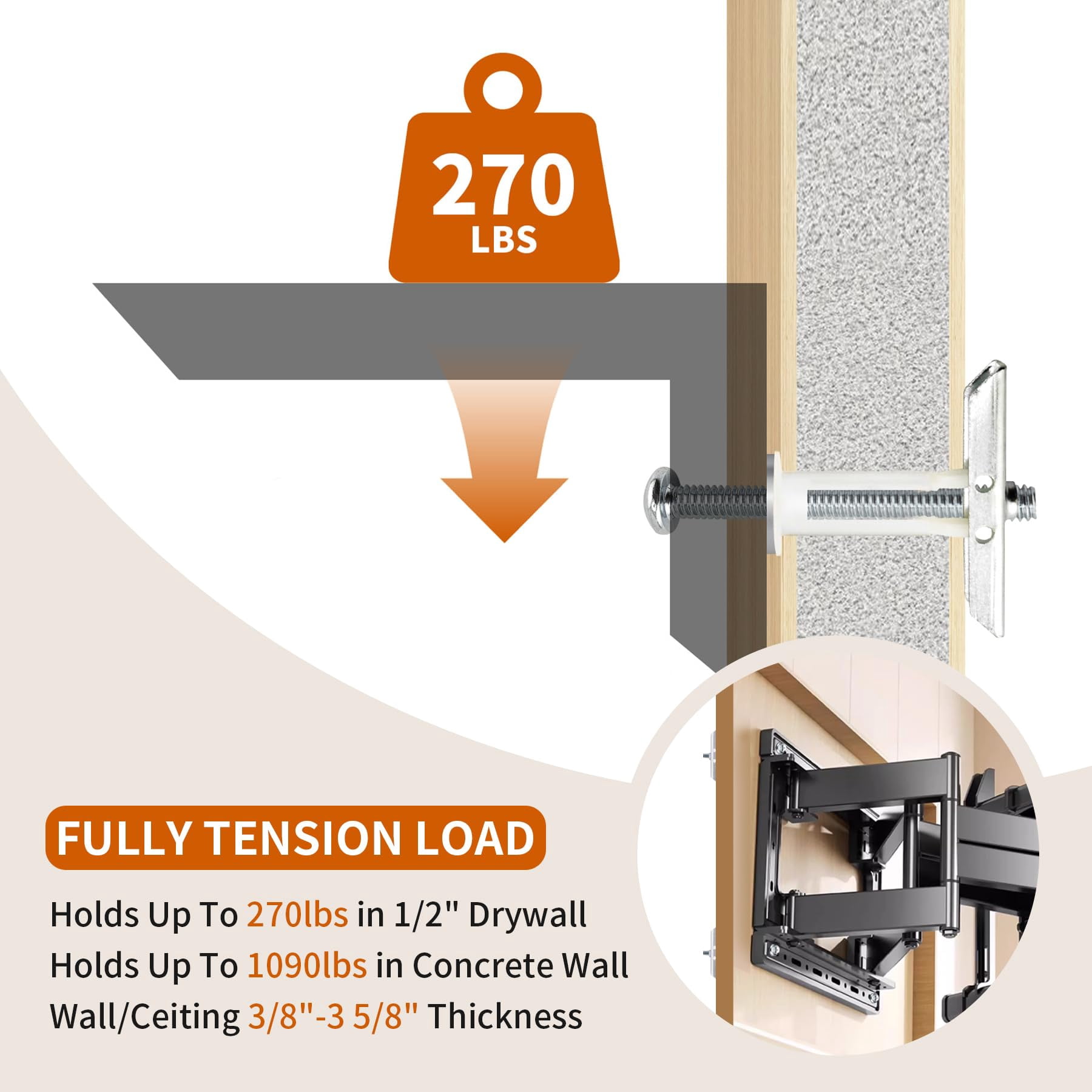 Drywall Anchor with Included Bolts and Washers for 1/4”-20,Toggle Bolt,Heavy Duty Hollow Drywall Anchors for TV Mounting Kit, Hollow-Wall Anchors Screws Kit that Hold 270 Lbs-12PCS