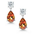 thumbnail image 2 of Gem Stone King 925 Sterling Silver Ecstasy Mystic Topaz and White Topaz Earrings for Women | 9.12 Cttw | Gemstone November Birthstone | Pear Shape 12X8MM, 2 of 4