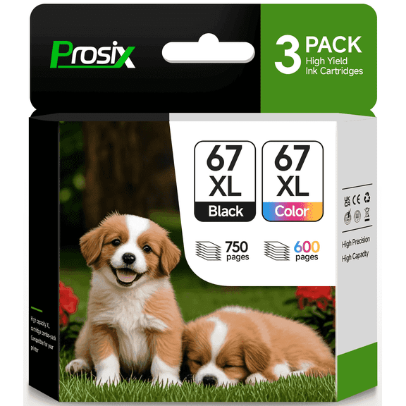 67XL Ink Cartridges Compatible for HP67 67XL ink cartridge for Deskjet 2700 2700e 2752 2752e 2755 2755e Envy 6000 6055 6055e 6450 6458 (2 Black, 1 Tri-Color, 3-Pack)