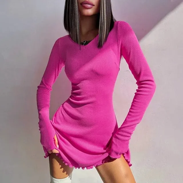 BWQ-minivestido corto de punto para mujer, ropa de calle de manga larga, Bodycon, artículos al por mayor para negocios, primavera y otoño, 2024