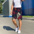 thumbnail image 7 of Bixox Men's Roses Skulls printed lightweight casual shorts, soft sleep shorts with pockets., 7 of 7