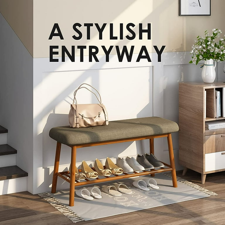 Indoor storage cheap bench with cushion