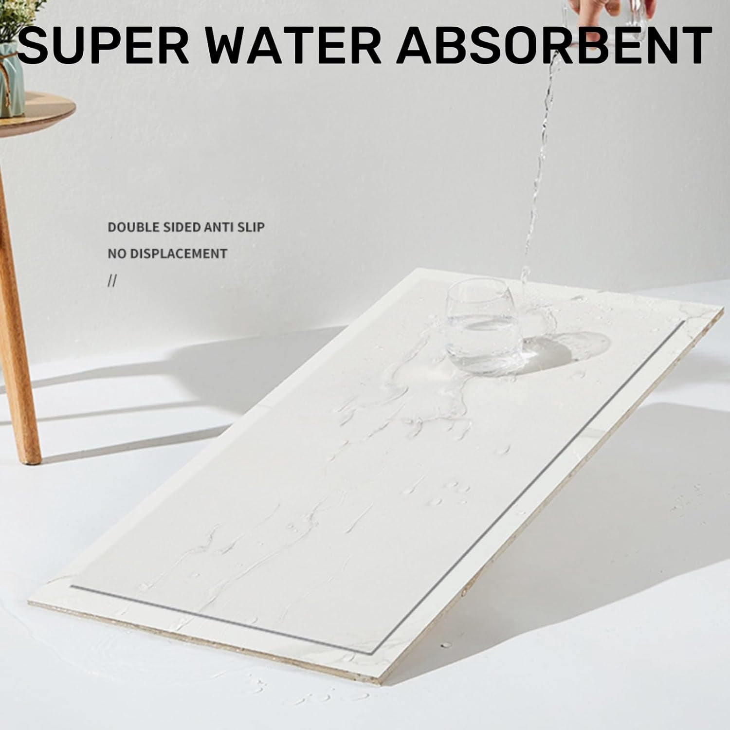 24"x24" Washer Dryer Cover - Non-Slip Washing Machine Top Mat, Cut-to-Fit Laundry Machine Protector for Kitchen/Home, Absorbent Quick-Dry Pad (Ivory, 24''x24'')