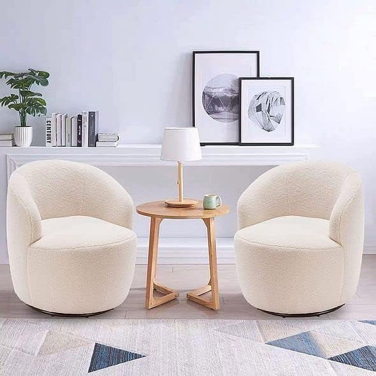 Mikibama Teddy Swivel Barrel Chair – Green Sherpa Upholstery, Silver Chrome Base, 360° Swivel, Holds 400 Lbs