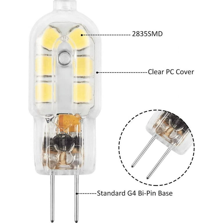 G4 LED Bulb, AMAZING POWER 12V JC Bi Pin Bulb, 20W Halogen Bulb Replacement,  Daylight White 6000K, 10-Pack 
