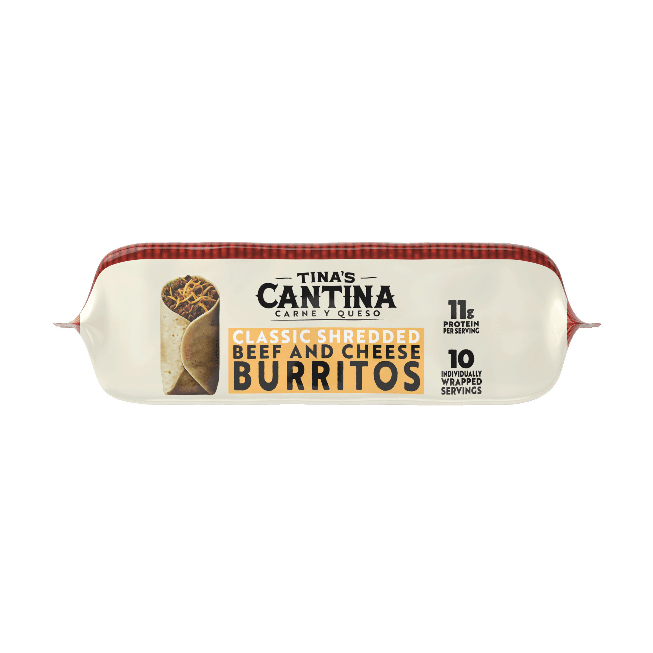 Tina's Cantina Carne de Queso Burritos, 40 oz Frozen Value Pack, Individually Wrapped, 10 count