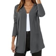 thumbnail image 2 of Linen Cardigans for Women 2025 Lightweight 3/4 Sleeve Open Front V Neck Long Cardigan Coat Outerwear Cover Up, 2 of 8