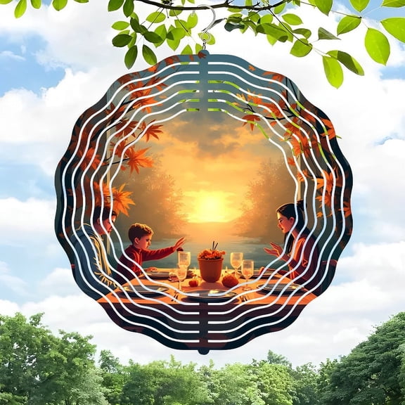 Stunning 3D Metal Hanging Wind Spinners for Yard & Garden - Spiral Pattern Design Perfect for Outdoor Decor Captivating Movement & Colorful Display
