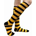 thumbnail image 2 of Halloween Costume Knee High Socks Cotton Blend Soft Stretchy Striped Plain Fall Socks, Medium, Black / Yellow, 1 Pair, 2 of 3