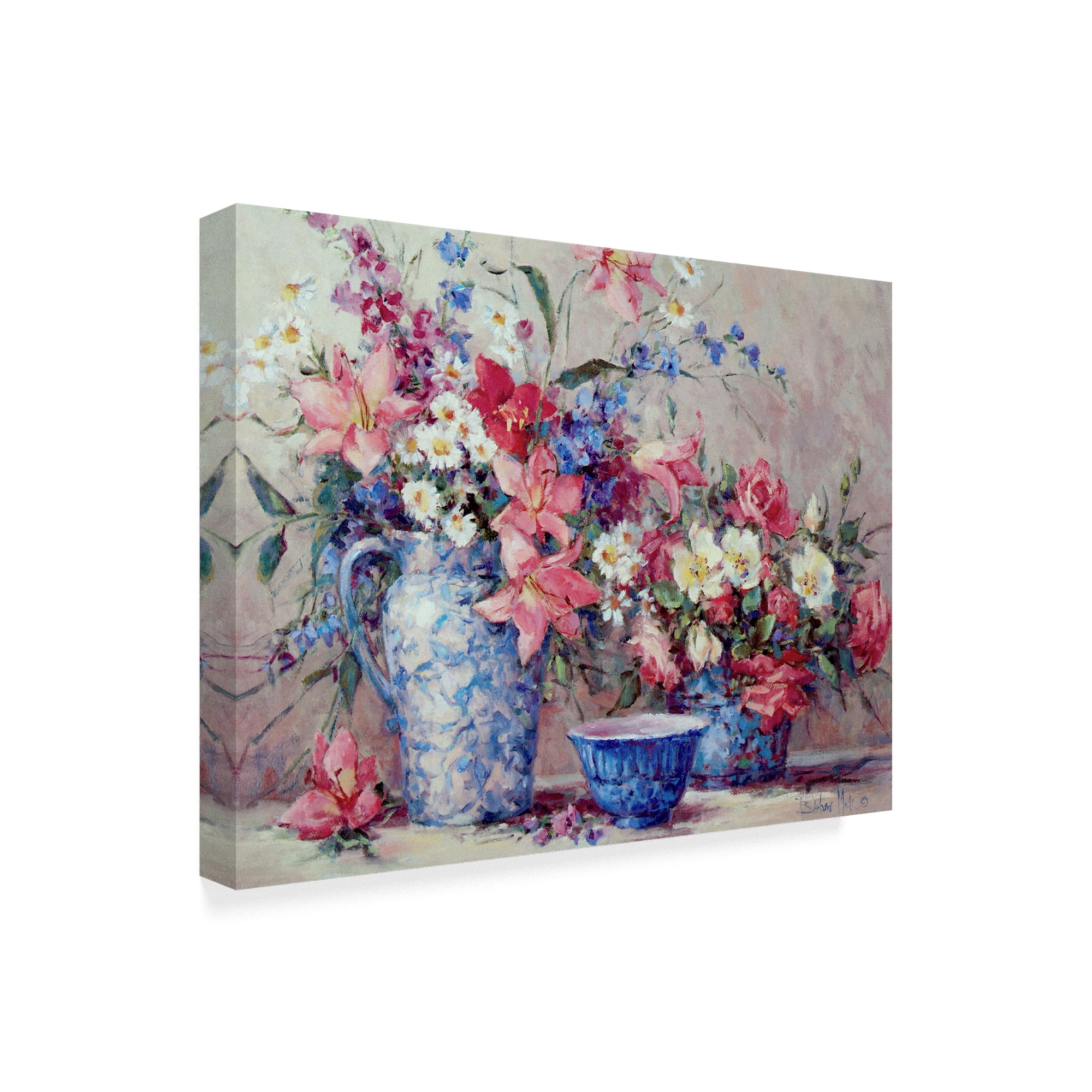 Trademark Fine Art 'Flowers And Blue Porcelain' Canvas Art by Barbara Mock