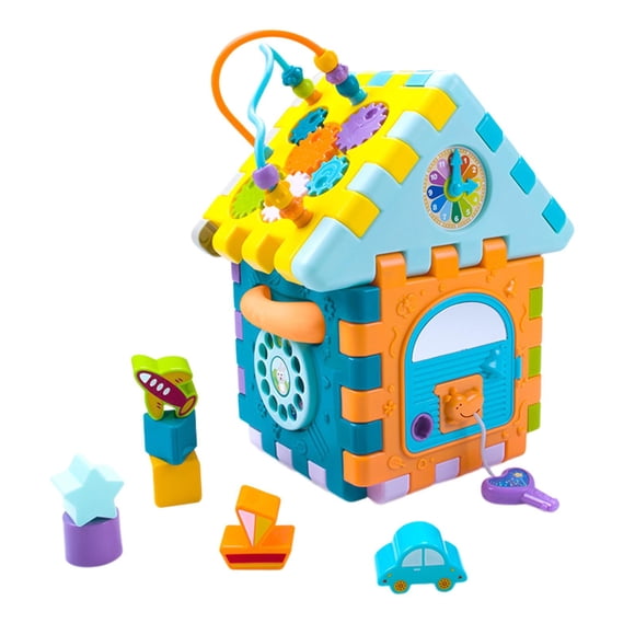 Juguete de reconocimiento de color, clasificador de formas, clasificador de formas de casa, juguete de clasificación de cubos, tablero ocupado, lados