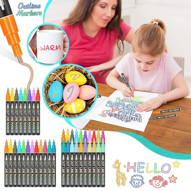 Fiudx Juego de Rotuladores Dream de Doble Trazo, Herramienta de Resaltado Metálico Diy, Punta Suave, Versátil para Manualidades, Caligrafía y Álbumes de Recortes, Tinta de Secado Rápido, Portátil, 13