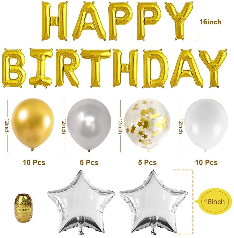10X colorful Confetti Balloon Happy Birthday Ballon Metal For Party fashion 
