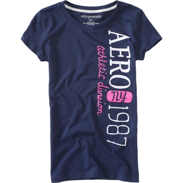 Aeropostale Womens Aero Athletic Division #87 Graphic T-Shirt, Azul, X-Small