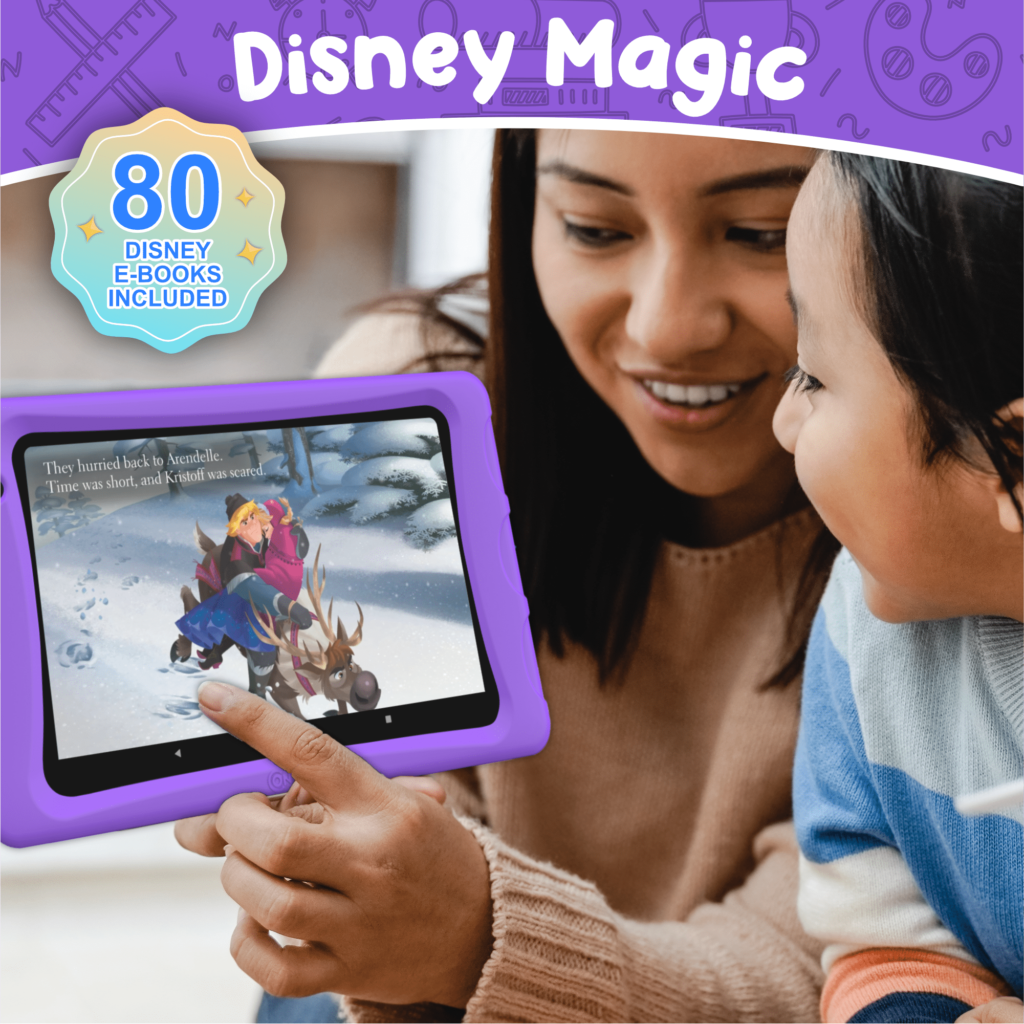 Contixo K80A Kids Tablets, Education Tablets for Kids with Kid-Proof Tablet Case, 8”, Purple