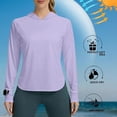 thumbnail image 2 of Rutainlusire Women's Tops Long Sleeve Hooded Sun Protection Athletic Top Women's UPF 50+ Long Sleeve Protection Sports Hooded Solid Color Lightweight Hiking Top With Raglan Sleeves, 2 of 5