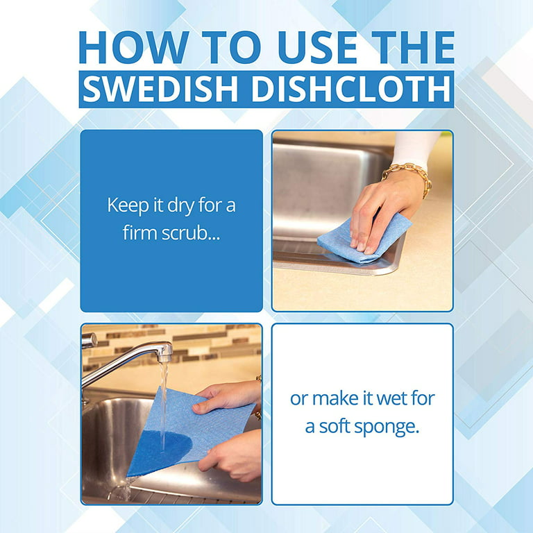 Swedish Dish Cloths - Absorbent, Reusable, & Washable Hand Wash Cloths for Kitchen, Dishwashing - Cellulose Sponge Dishcloth Towels - Eco-Friendly