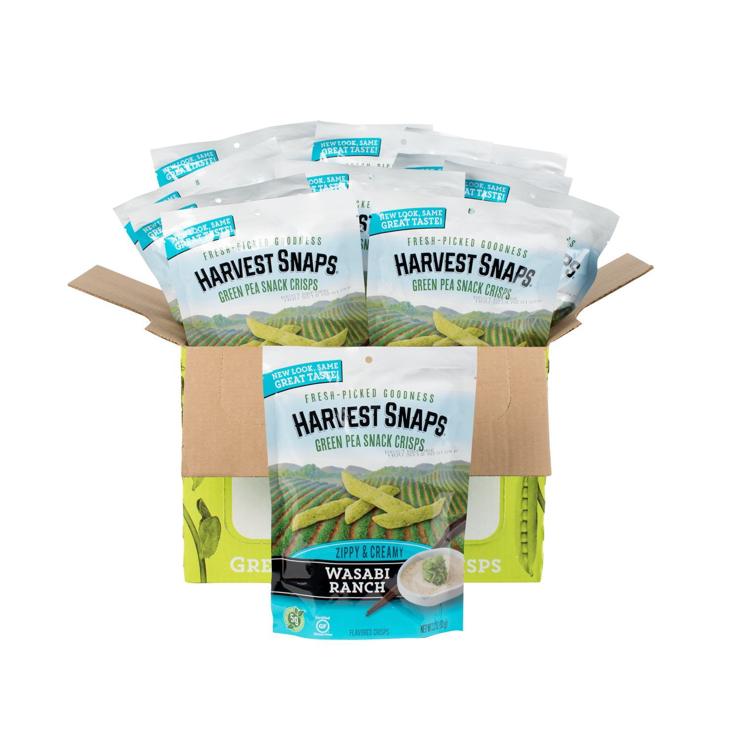 Calbee Harvest Snaps Sampler Variety Pack - Plant-Based Gluten Free Crisps - 3 oz 5 Pack in Sanisco Packaging