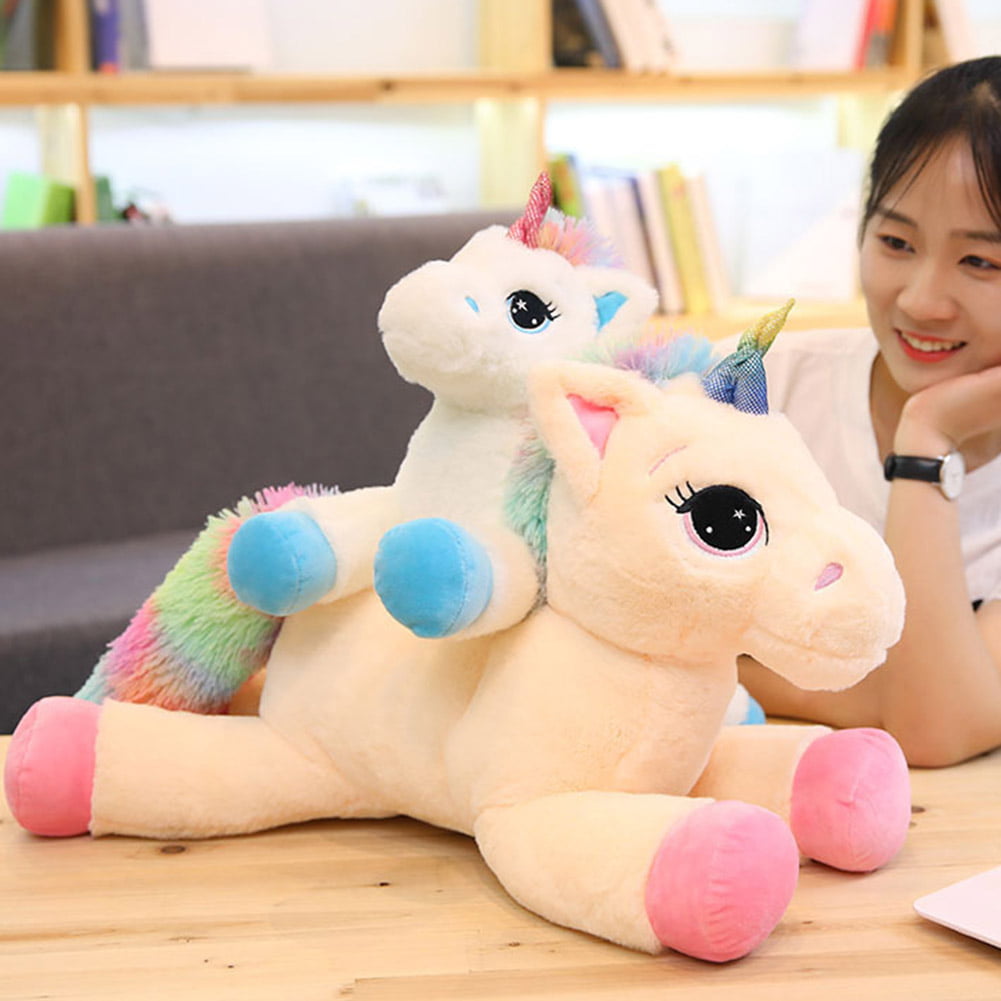 40/80CM Large Cute Plush Unicorn Teddy Stuffed Super-Cuddly-Soft Toy Lying Horse 