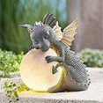 thumbnail image 1 of Dragon|statue|garden|figurine|solar|powered|led|li, 1 of 5