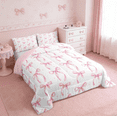 thumbnail image 4 of Manfei Princess Ribbon Bow Tie Queen Comforter Set,Girls Bowknot Bedding Sets,Pink White Bedding Comforter Set,Lightweight Room Decorative Reversible,3pcs, 4 of 10
