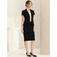 thumbnail image 3 of Conjunto de traje de 2 piezas de negocios para mujer, manga corta, chaqueta, falda lápiz Negro L, 3 of 6